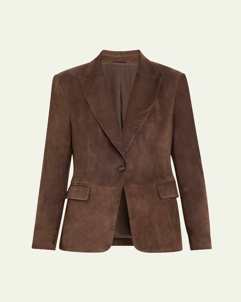 Suede Single-Breasted Blazer Jacket